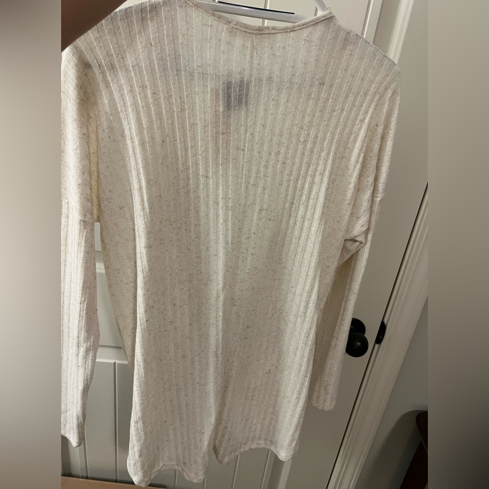 Cream Ribbed Wrap Sweater - Picture 5 of 7